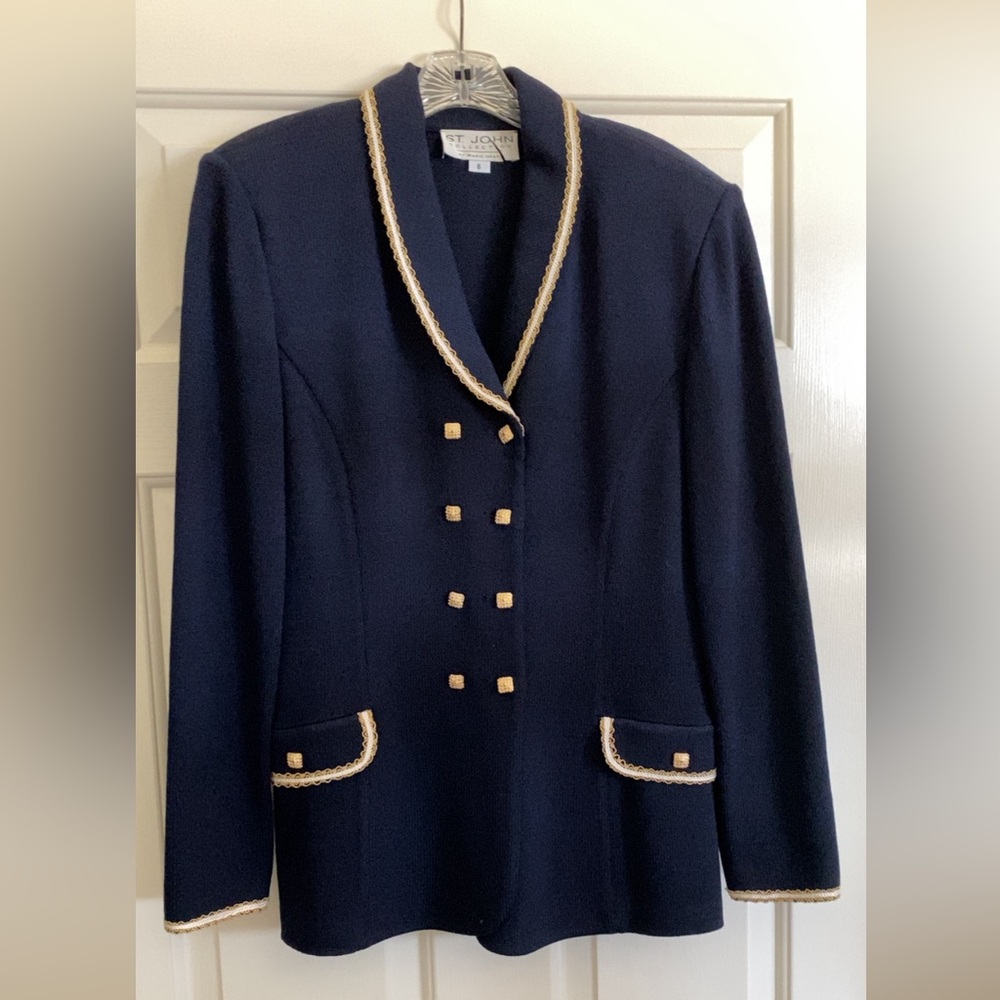 Vintage St. John Couture by Marie Gray navy blue blazer